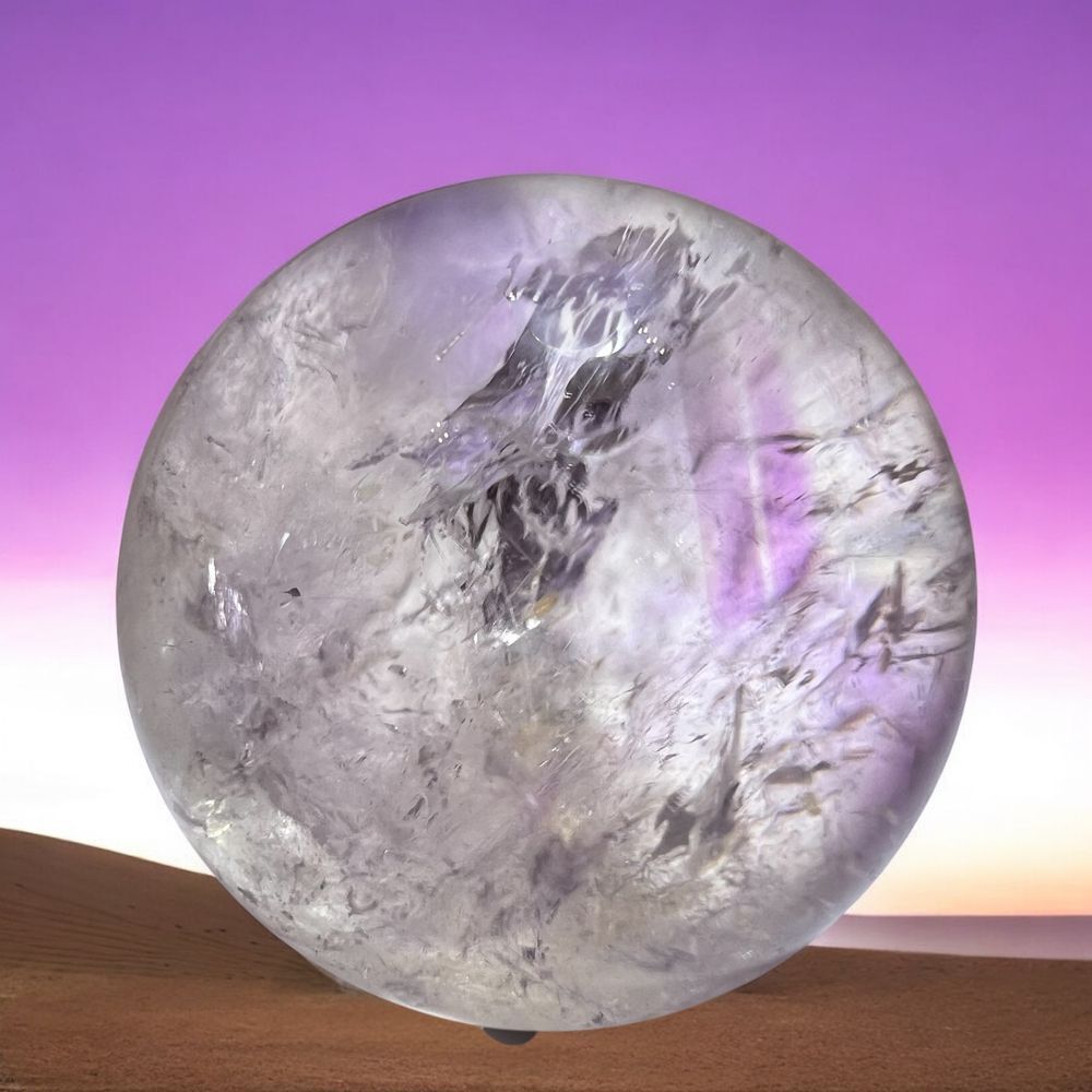 Amethyst Crystal Marble Sphere Meditation Stone